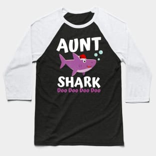 Aunt Shark Premium Christmas Mommy Shark Daddy Shark Baseball T-Shirt